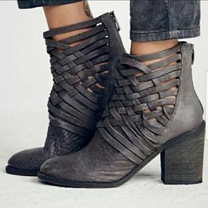 Grey Free People Carerra Lattice Boot Bootie